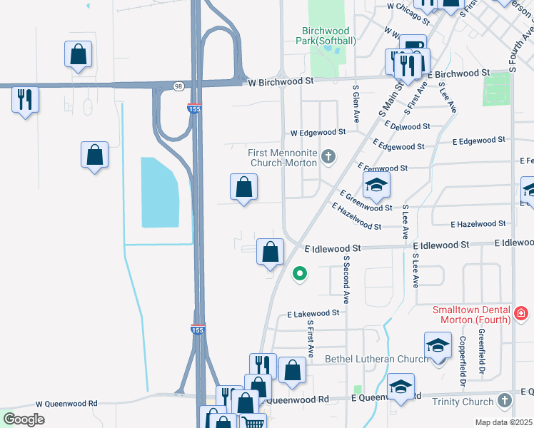 map of restaurants, bars, coffee shops, grocery stores, and more near 909 South Detroit Avenue in Morton