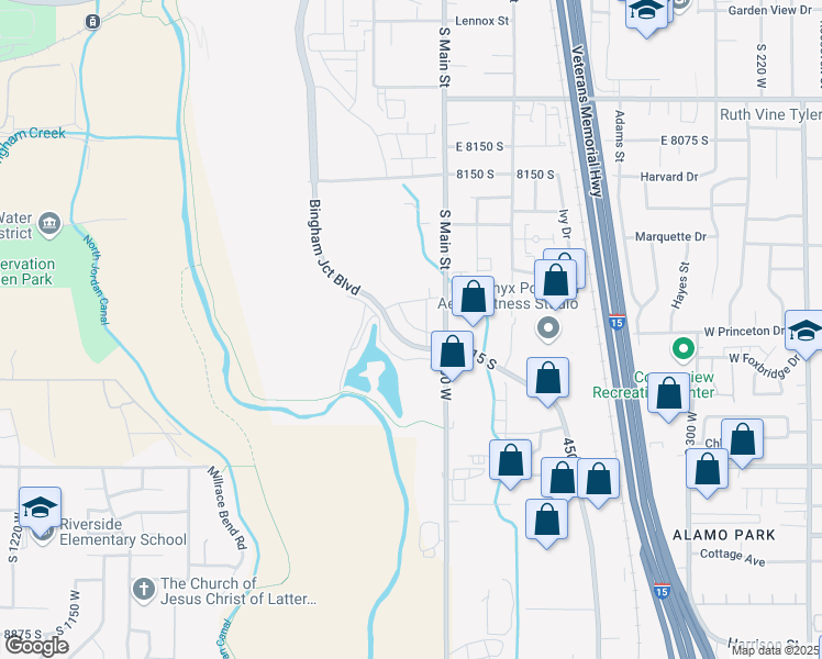 map of restaurants, bars, coffee shops, grocery stores, and more near 8278 Main Street in Midvale
