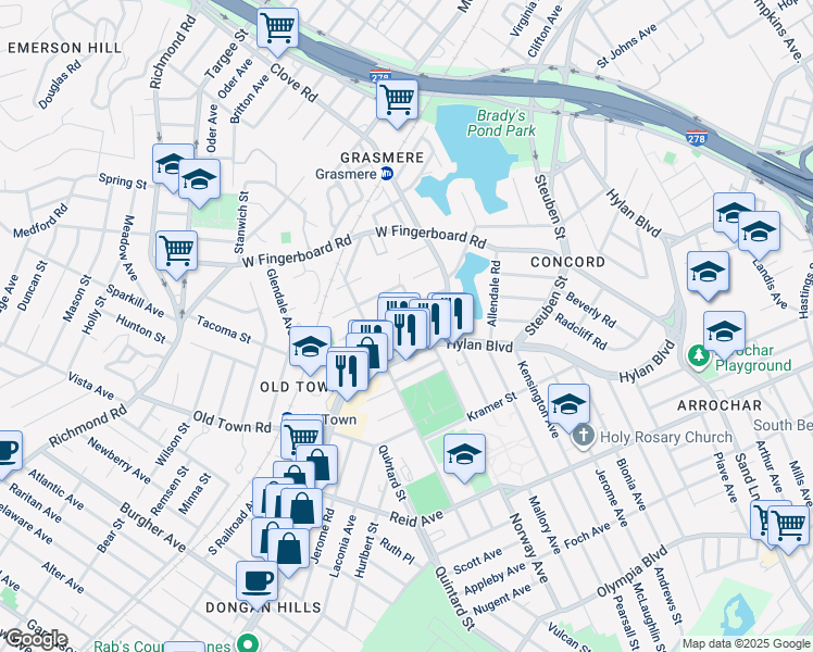 map of restaurants, bars, coffee shops, grocery stores, and more near 41 Winfield Avenue in Staten Island
