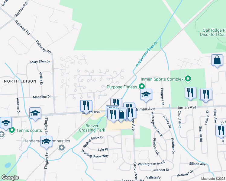 map of restaurants, bars, coffee shops, grocery stores, and more near 210 Westgate Drive in Edison