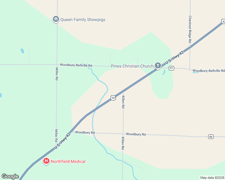 map of restaurants, bars, coffee shops, grocery stores, and more near 6710 Rt 42 Street in Mount Gilead