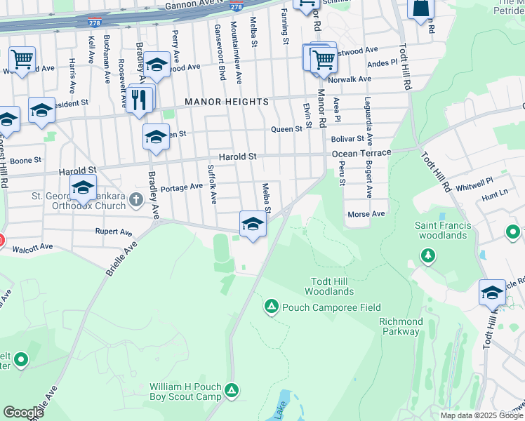map of restaurants, bars, coffee shops, grocery stores, and more near 29 Brielle Avenue in Staten Island