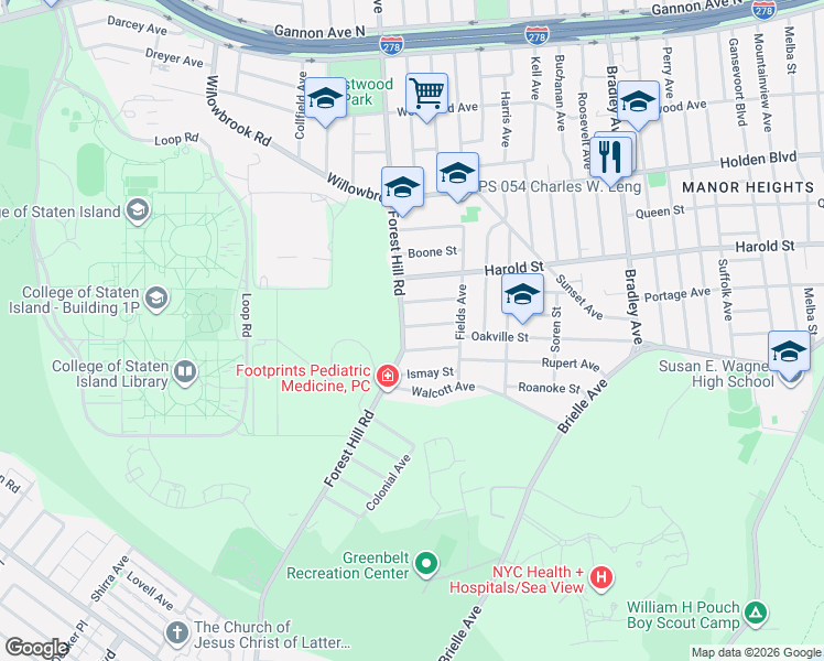 map of restaurants, bars, coffee shops, grocery stores, and more near 24 Drysdale Street in Staten Island