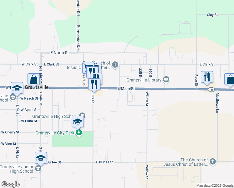 map of restaurants, bars, coffee shops, grocery stores, and more near 26 Orchard Lane in Grantsville