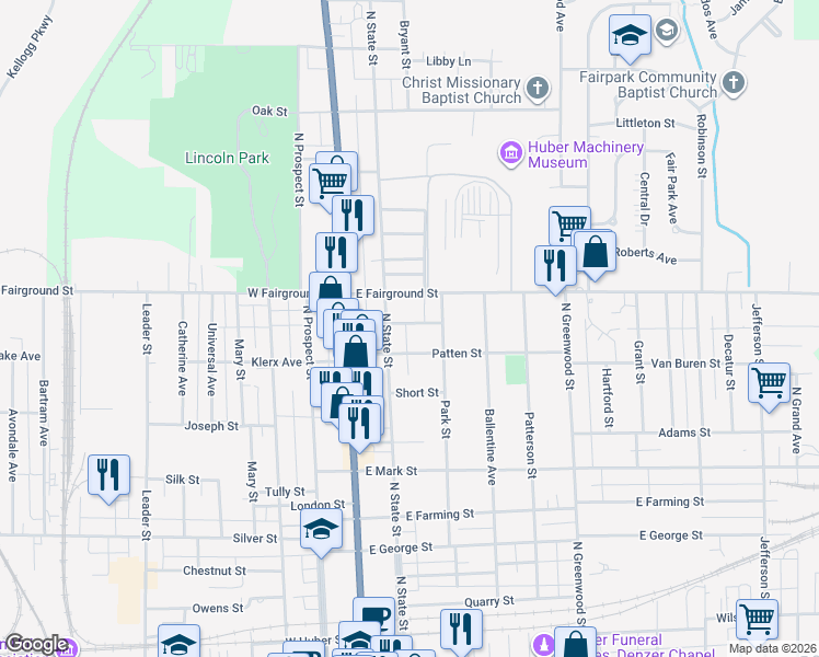 map of restaurants, bars, coffee shops, grocery stores, and more near 191 Wallace Street in Marion