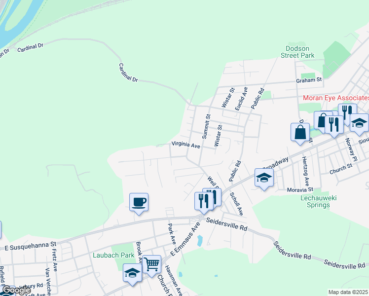 map of restaurants, bars, coffee shops, grocery stores, and more near 1757 Savercool Avenue in Bethlehem
