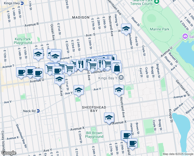 map of restaurants, bars, coffee shops, grocery stores, and more near in Brooklyn