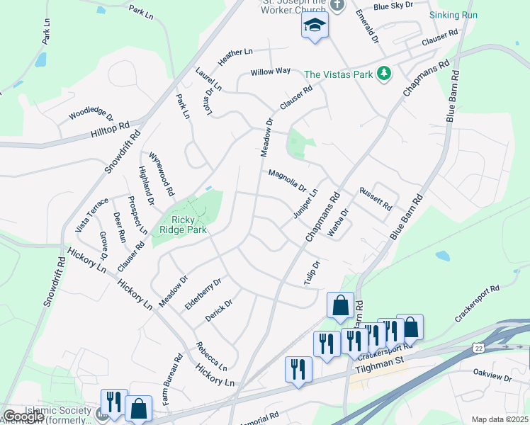 map of restaurants, bars, coffee shops, grocery stores, and more near 1341 Cathedral Lane in Lehigh County