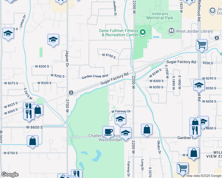 map of restaurants, bars, coffee shops, grocery stores, and more near 48 San Rafael Court in West Jordan