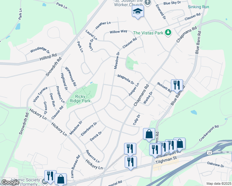 map of restaurants, bars, coffee shops, grocery stores, and more near 1341 Cathedral Lane in Lehigh County