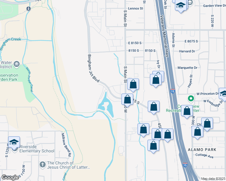 map of restaurants, bars, coffee shops, grocery stores, and more near 8278 Main Street in Midvale