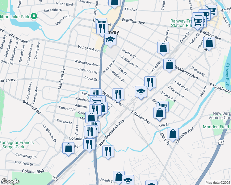map of restaurants, bars, coffee shops, grocery stores, and more near 583 Jaques Avenue in Rahway