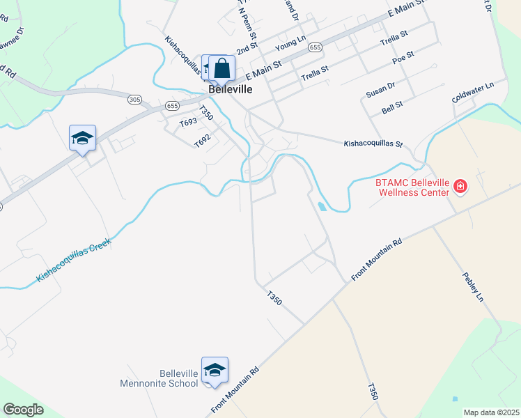 map of restaurants, bars, coffee shops, grocery stores, and more near 289 Walnut Street in Belleville