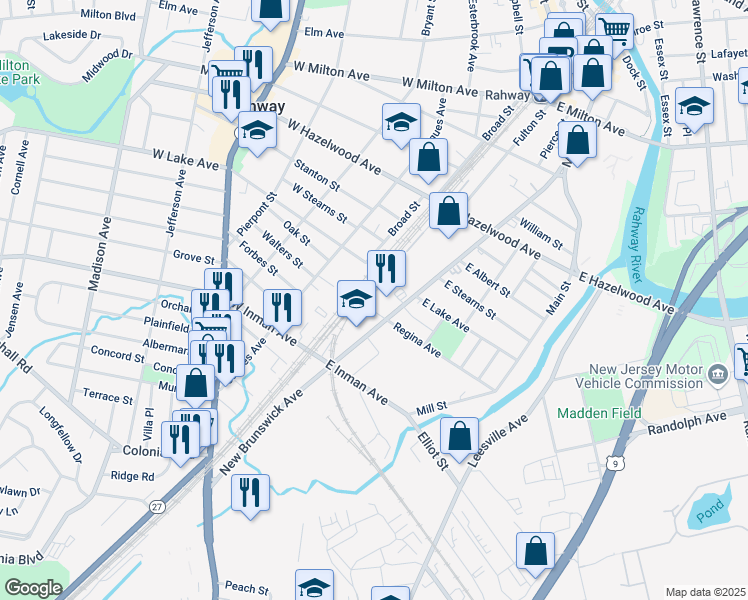 map of restaurants, bars, coffee shops, grocery stores, and more near 800-828 New Brunswick Ave in Rahway