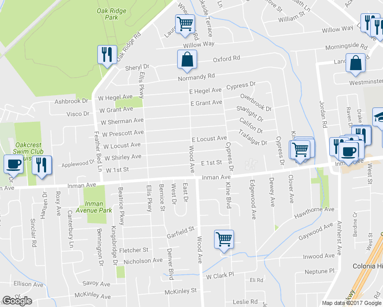 map of restaurants, bars, coffee shops, grocery stores, and more near 979 Wood Avenue in Edison