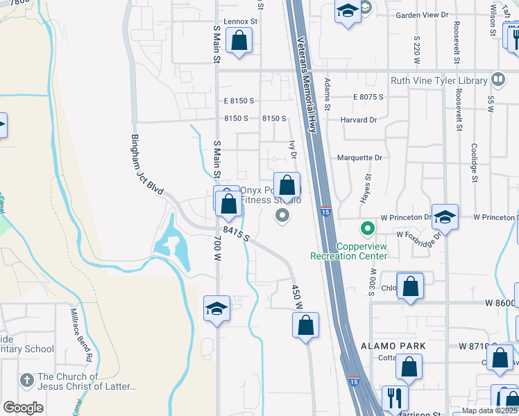 map of restaurants, bars, coffee shops, grocery stores, and more near South 600 West in Midvale