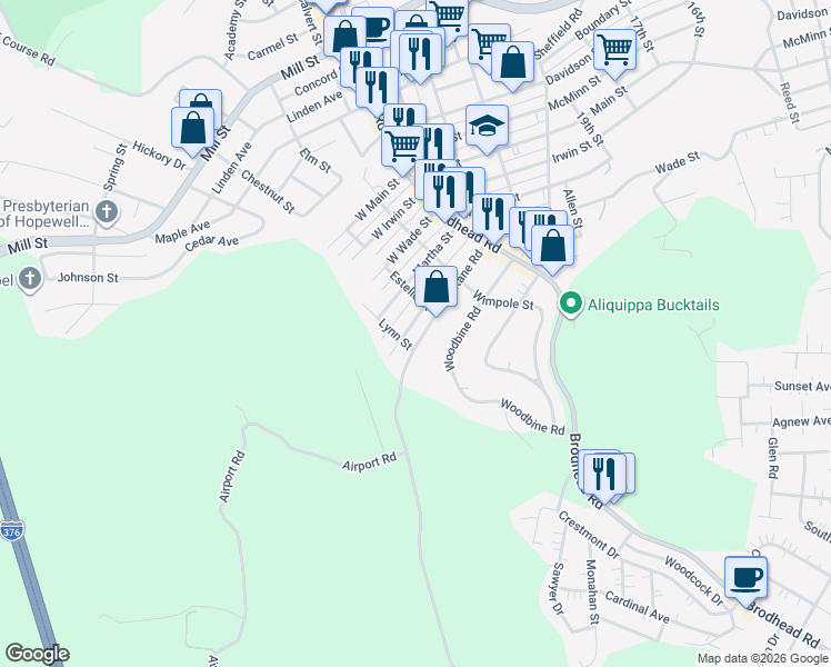 map of restaurants, bars, coffee shops, grocery stores, and more near in Beaver County