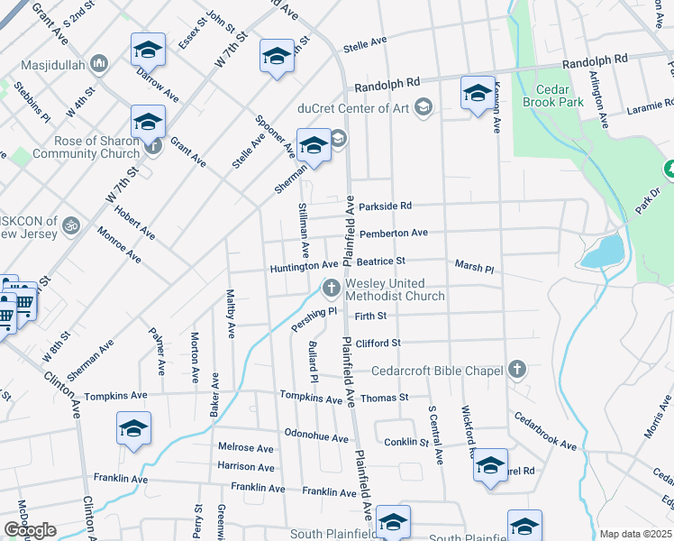 map of restaurants, bars, coffee shops, grocery stores, and more near 1323 Plainfield Avenue in Plainfield