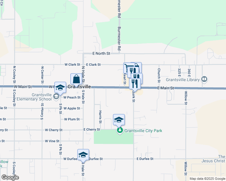 map of restaurants, bars, coffee shops, grocery stores, and more near 136 East Main Street in Grantsville