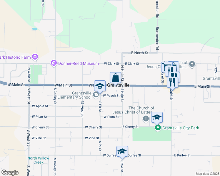 map of restaurants, bars, coffee shops, grocery stores, and more near 55 West Main Street in Grantsville