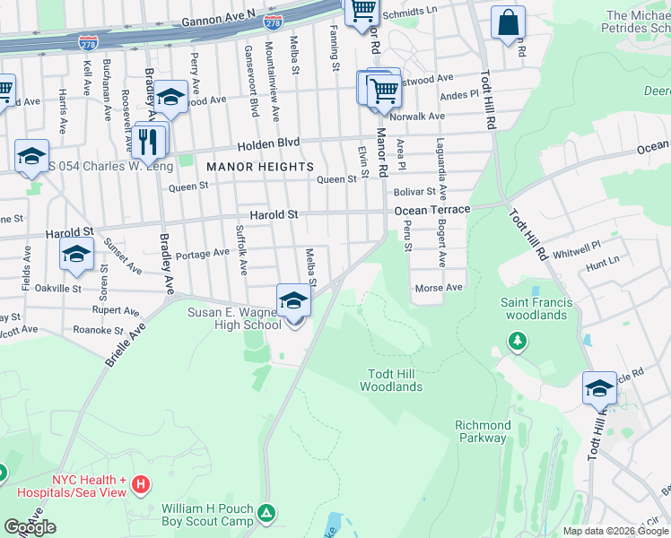 map of restaurants, bars, coffee shops, grocery stores, and more near in Staten Island