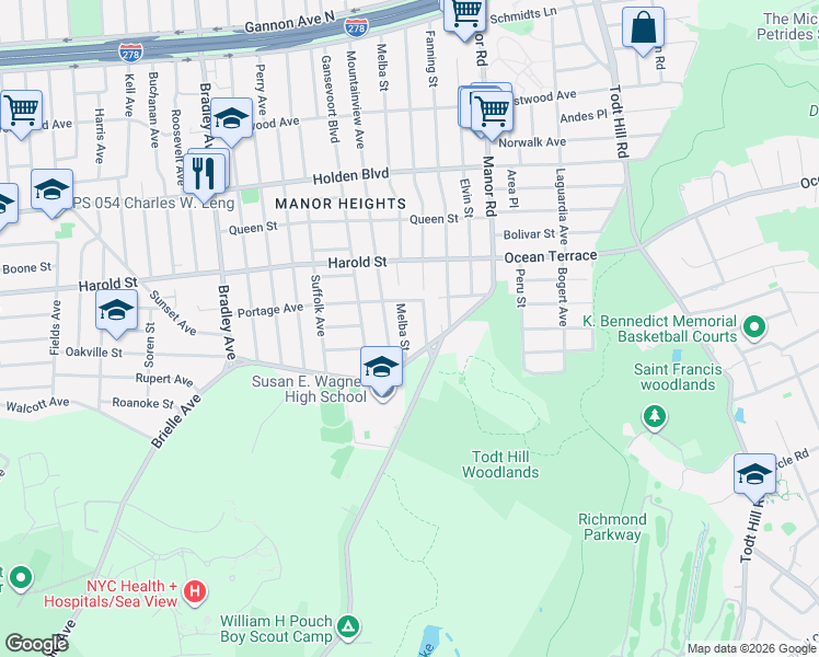 map of restaurants, bars, coffee shops, grocery stores, and more near 29 Brielle Avenue in Staten Island