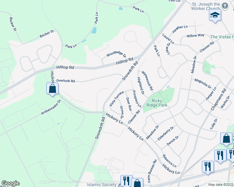 map of restaurants, bars, coffee shops, grocery stores, and more near 6125 Vista Terrace in Lehigh County