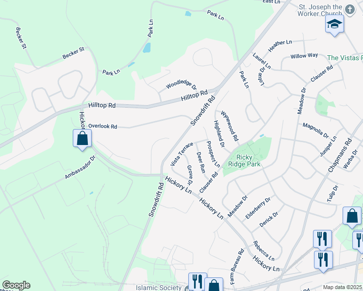 map of restaurants, bars, coffee shops, grocery stores, and more near 6125 Vista Terrace in Lehigh County