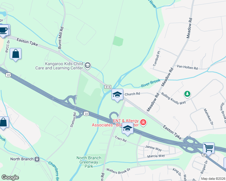 map of restaurants, bars, coffee shops, grocery stores, and more near 191 Easton Turnpike in Bridgewater