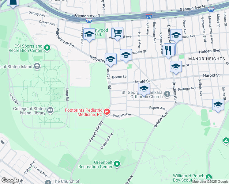 map of restaurants, bars, coffee shops, grocery stores, and more near 514 Harold Street in Staten Island
