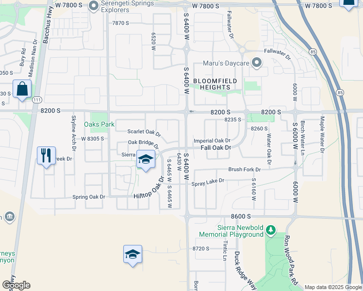 map of restaurants, bars, coffee shops, grocery stores, and more near 8329 South 6430 West in West Jordan
