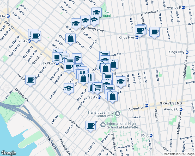 map of restaurants, bars, coffee shops, grocery stores, and more near 2412 83rd Street in Brooklyn