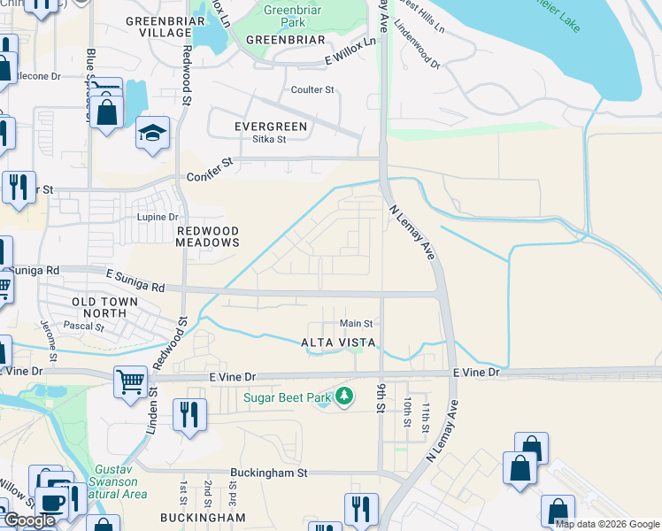 map of restaurants, bars, coffee shops, grocery stores, and more near 817-1095 N Lemay Ave in Fort Collins