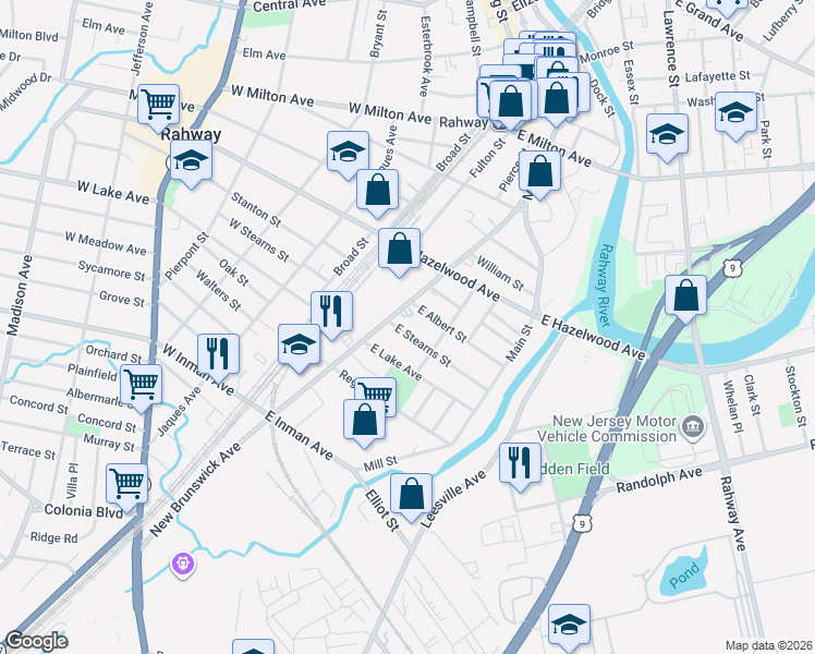 map of restaurants, bars, coffee shops, grocery stores, and more near 937 New Brunswick Avenue in Rahway