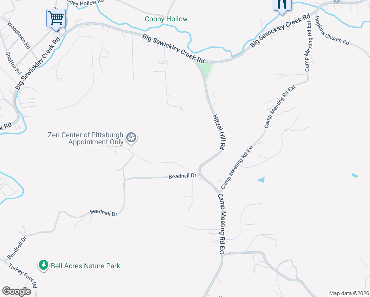 map of restaurants, bars, coffee shops, grocery stores, and more near 104 Willow Ridge Road in Sewickley