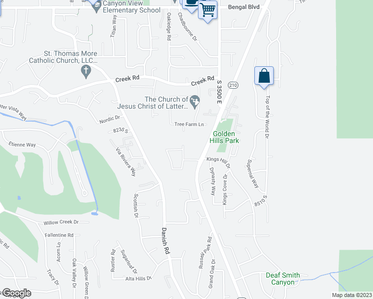 map of restaurants, bars, coffee shops, grocery stores, and more near 8319 South 3375 East in Cottonwood Heights