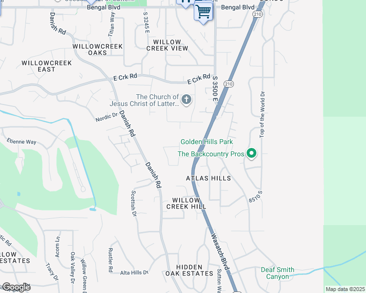 map of restaurants, bars, coffee shops, grocery stores, and more near 8319 South 3375 East in Cottonwood Heights
