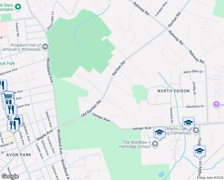 map of restaurants, bars, coffee shops, grocery stores, and more near 780 Old Raritan Road in Edison