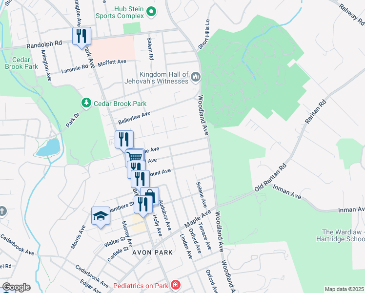 map of restaurants, bars, coffee shops, grocery stores, and more near 231 Sprague Avenue in South Plainfield
