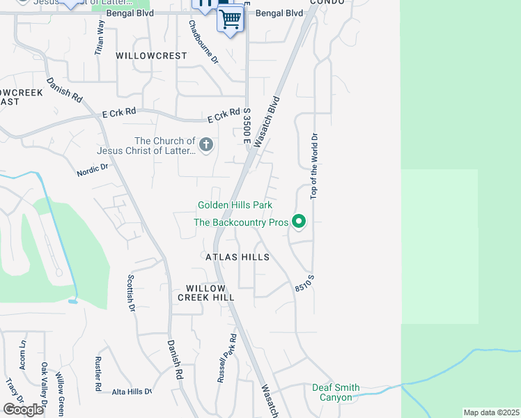 map of restaurants, bars, coffee shops, grocery stores, and more near 8296 Valiant Drive in Cottonwood Heights