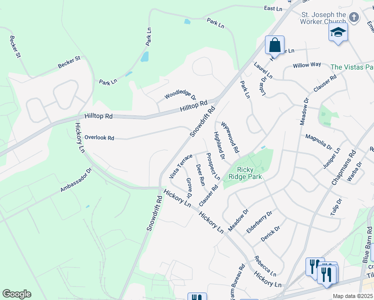 map of restaurants, bars, coffee shops, grocery stores, and more near 6121 Vista Terrace in Lehigh County