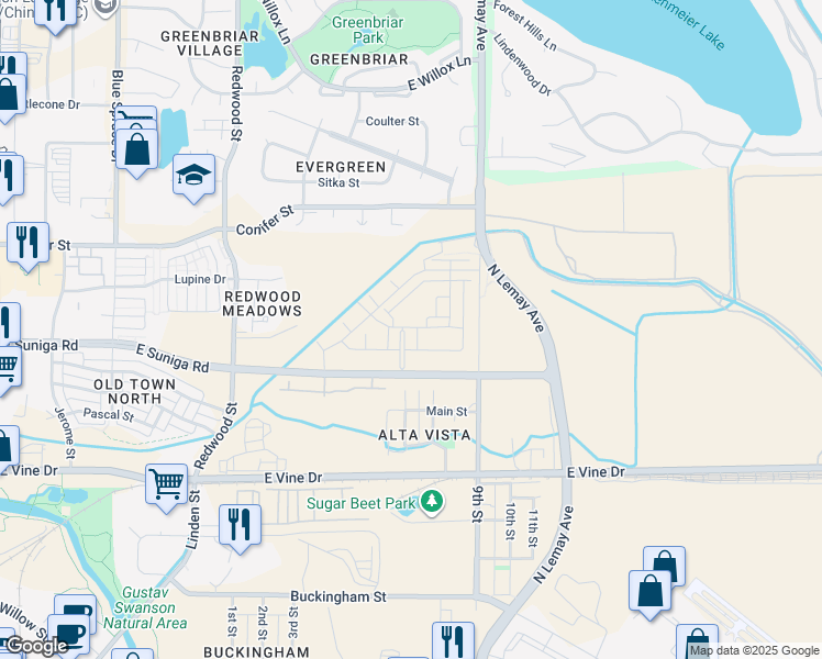 map of restaurants, bars, coffee shops, grocery stores, and more near 817-1095 N Lemay Ave in Fort Collins