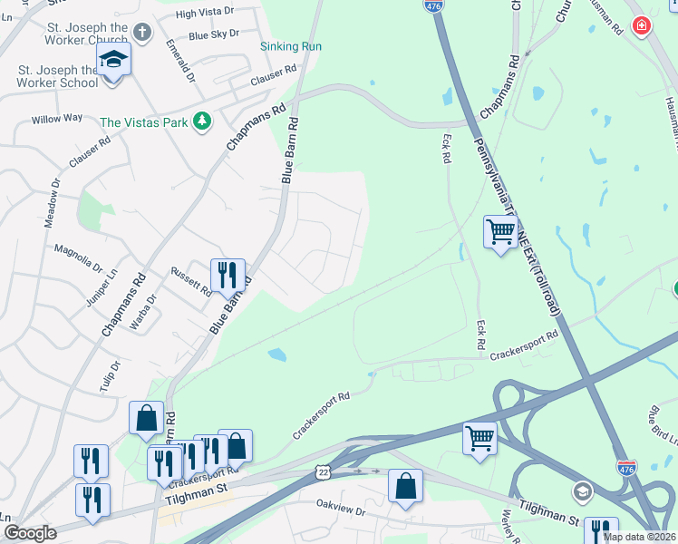 map of restaurants, bars, coffee shops, grocery stores, and more near 1388 Black Forest Drive in Allentown