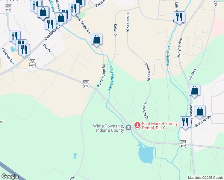 map of restaurants, bars, coffee shops, grocery stores, and more near 161 Timber Springs Drive in Indiana