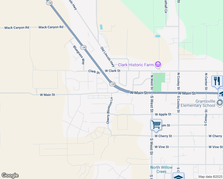 map of restaurants, bars, coffee shops, grocery stores, and more near 620 West Main Street in Grantsville