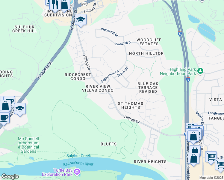 map of restaurants, bars, coffee shops, grocery stores, and more near 793 Fuller Court in Redding
