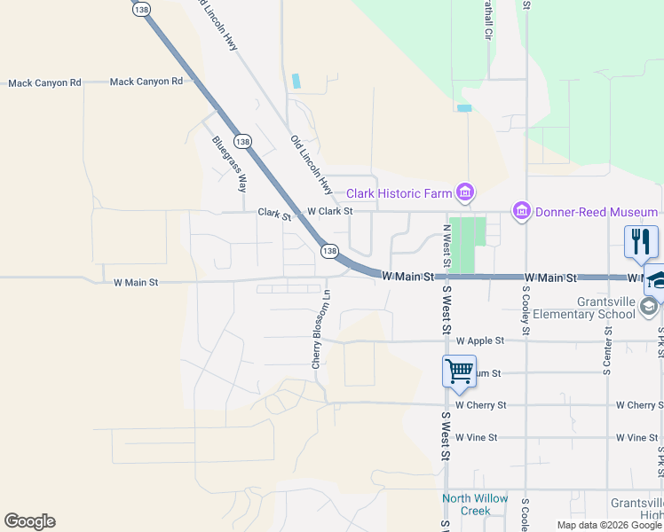 map of restaurants, bars, coffee shops, grocery stores, and more near 614 Utah 138 in Grantsville