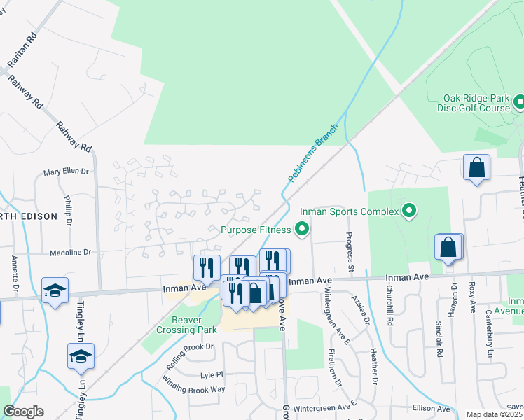 map of restaurants, bars, coffee shops, grocery stores, and more near 244 Westgate Drive in Edison