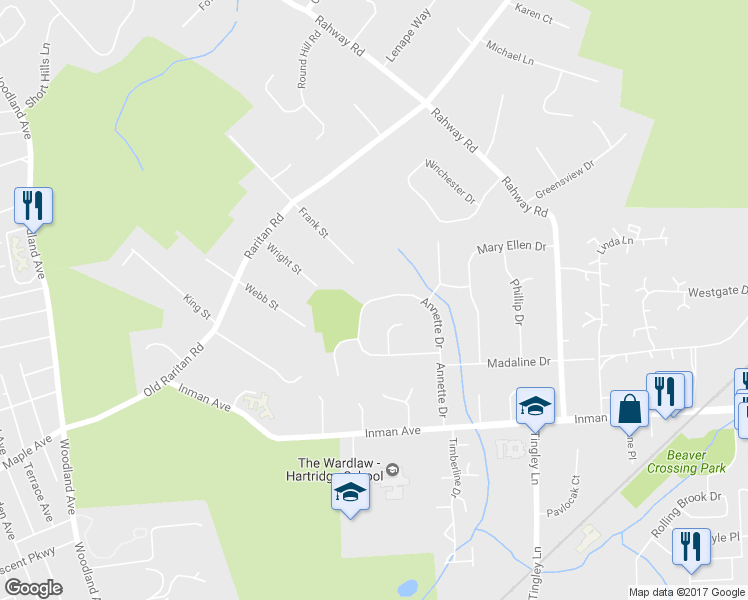 map of restaurants, bars, coffee shops, grocery stores, and more near 44 Annette Drive in Edison