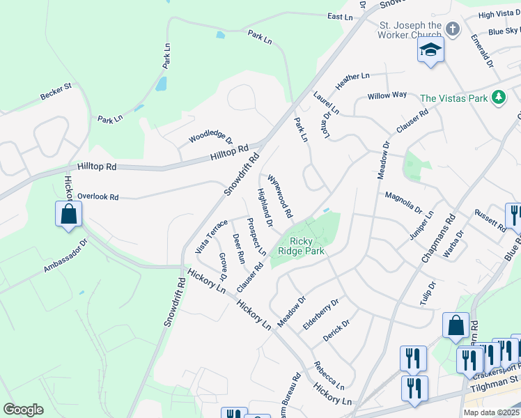 map of restaurants, bars, coffee shops, grocery stores, and more near 1216 Highland Drive in Lehigh County